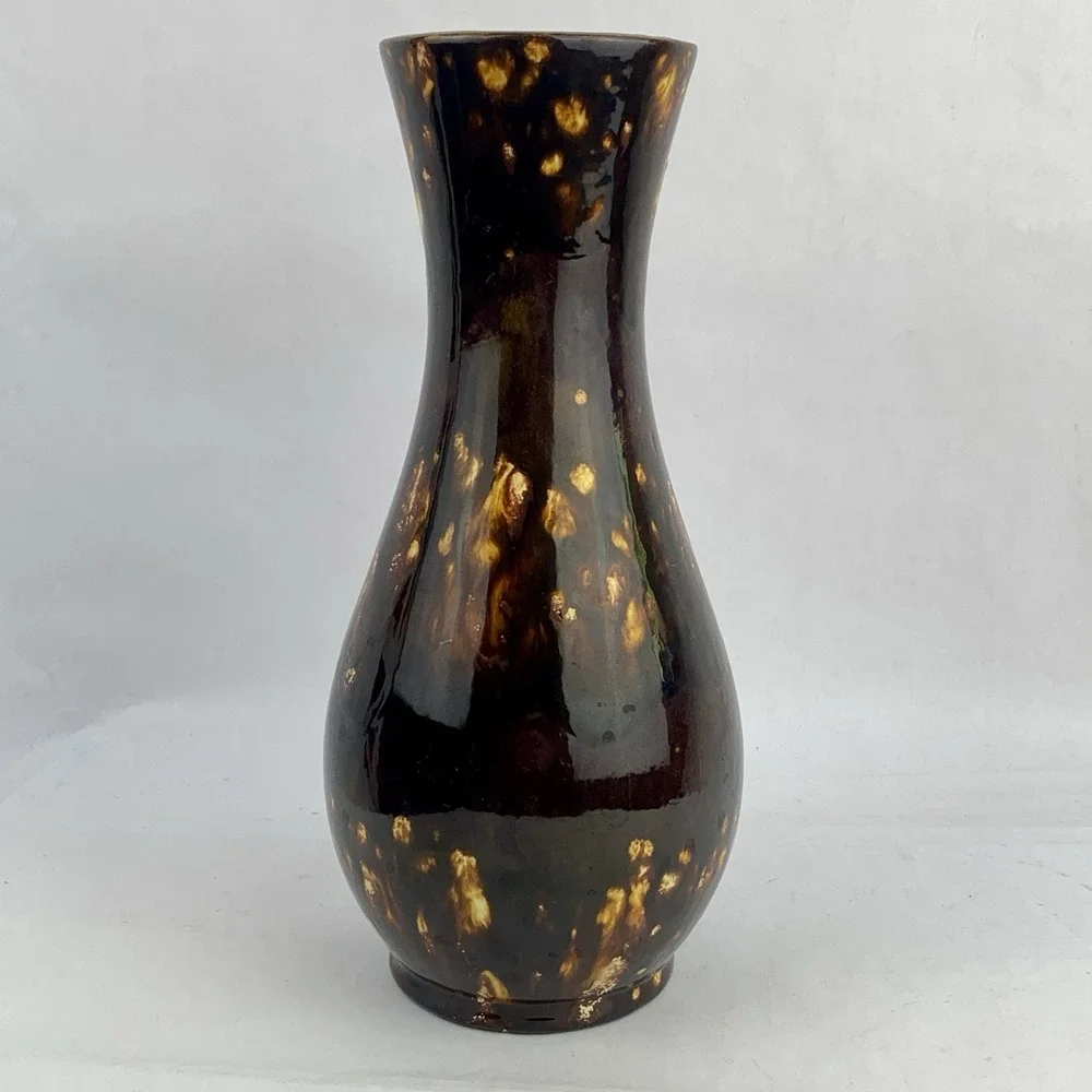 Vintage Splotchy 70s Brown Vase Holland Mold 10